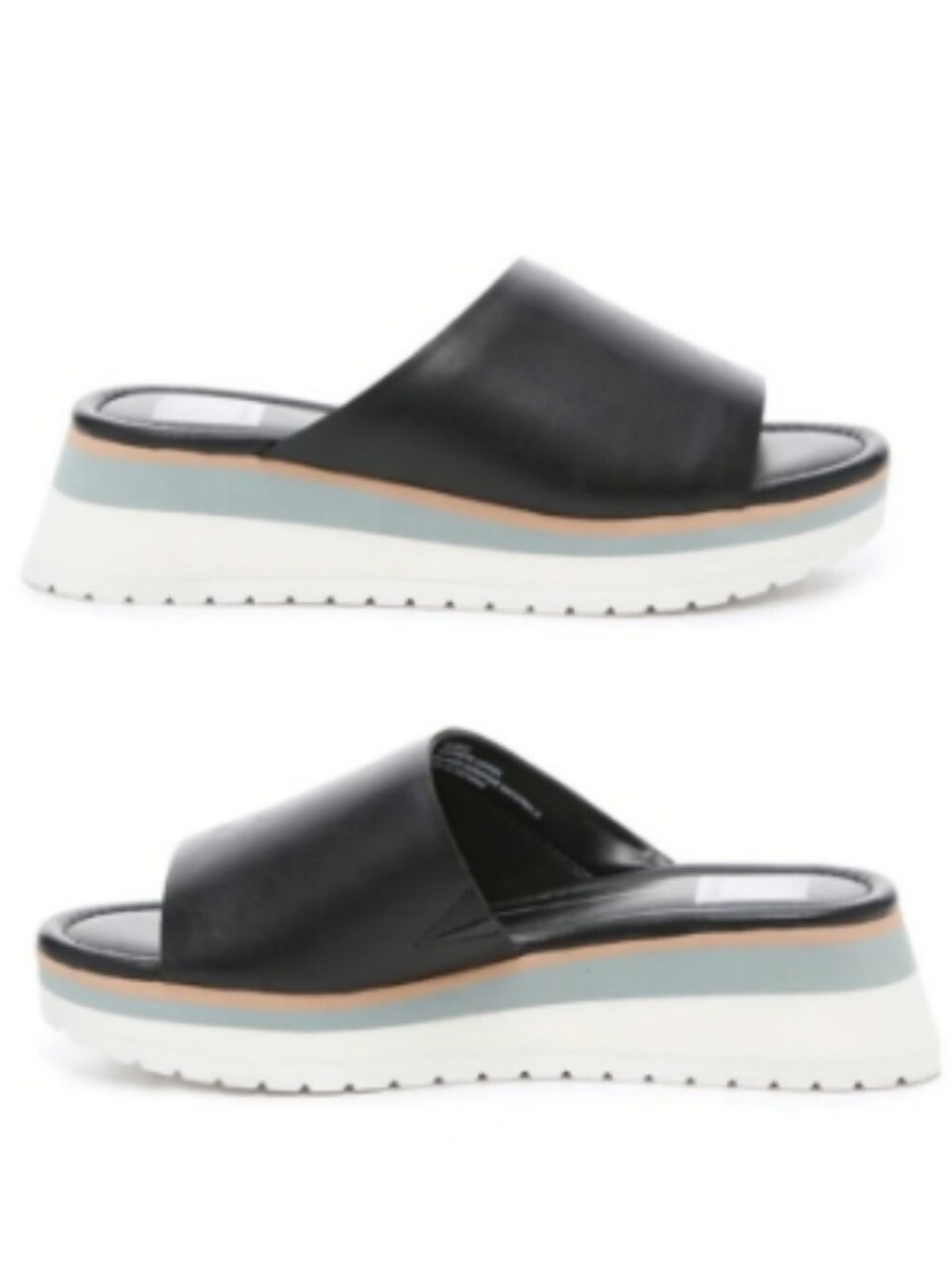 Dolce Vita Milo Wedge Black Faux Leather Slide Platform Sandals